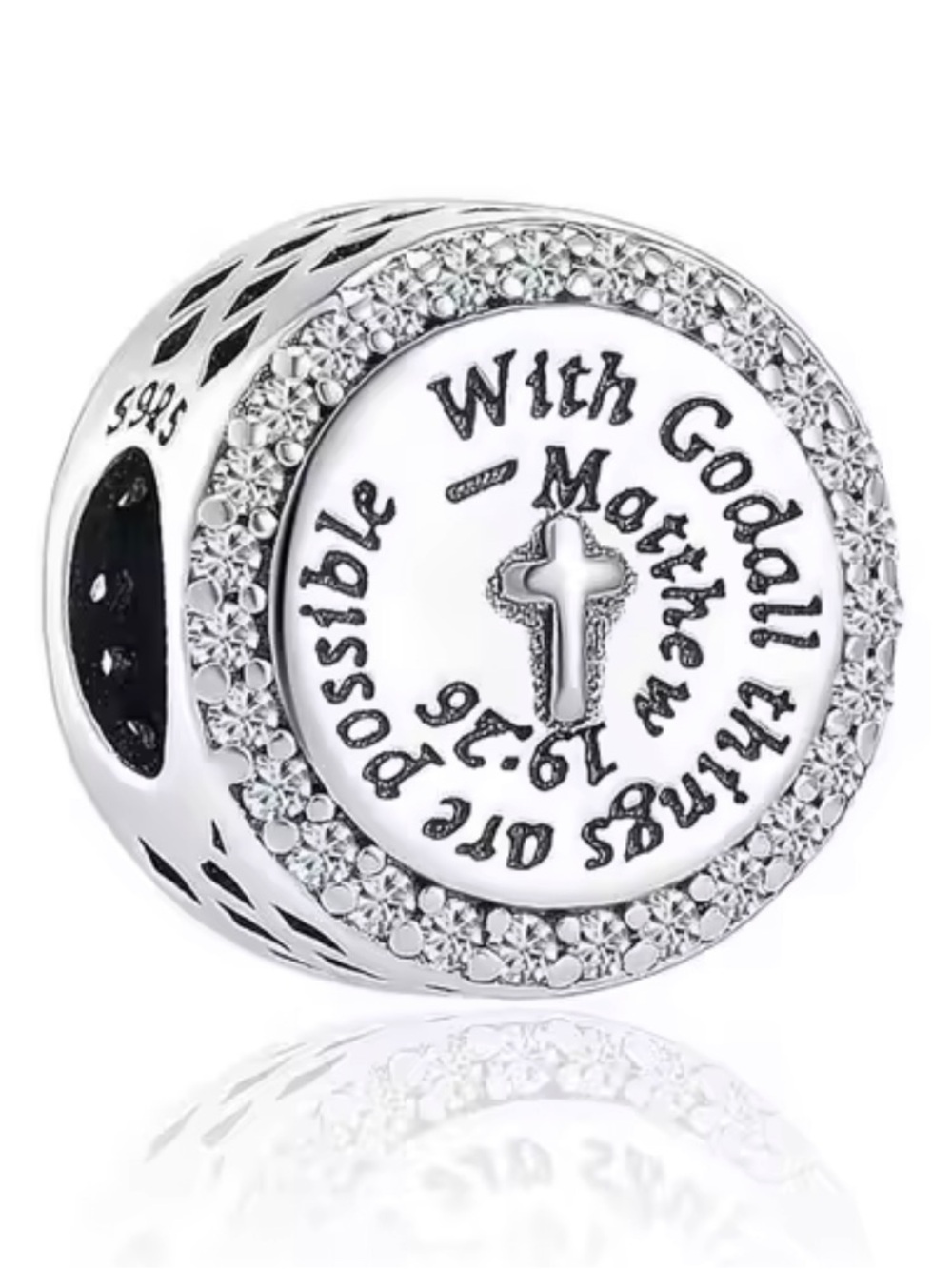 NWOT With God All Things Possible Cross Charm Sterling Silver 925